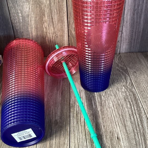 Starbucks Watermelon Pink Purple Gradient Grid Tumbler Venti Summer (2) Tublers - Picture 11 of 14